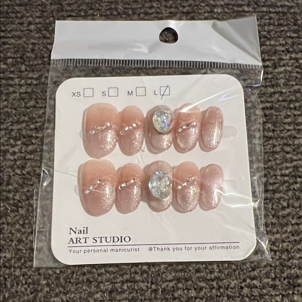 Nail Art Studio Pink Glitter Press-On Nails
